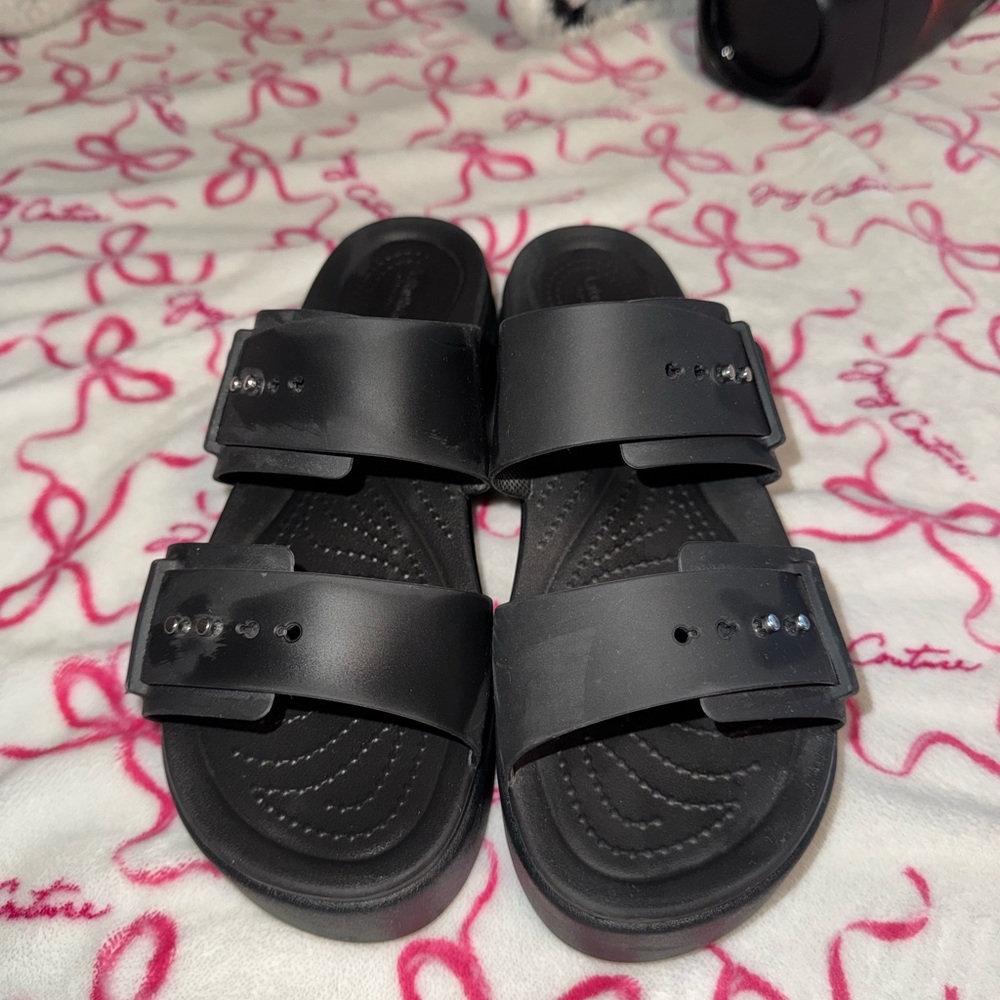 Black Croc Sandals